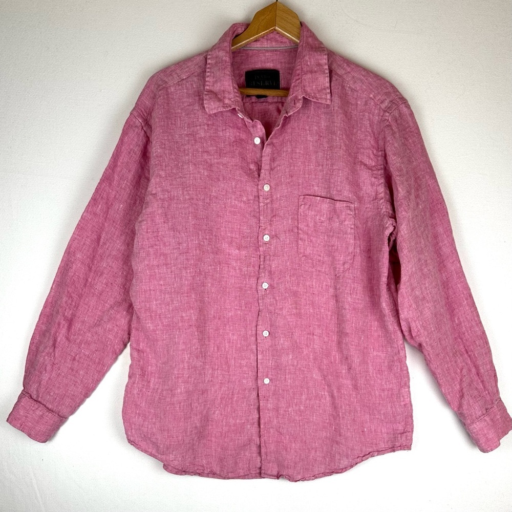 Jos A Bank Reserve Long Sleeve Linen Button Down Shirt Resort Beach